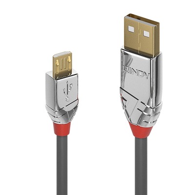 Kábel USB 2.0 A-MICRO-B M/M 5m, High Speed, sivý, Cromo Line, pozl. konektor