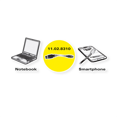 Kábel USB 2.0 A-MICRO-B M/M 0.15m, High Speed, čierny