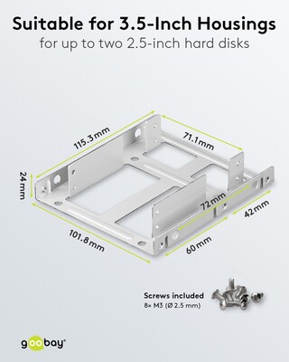 Montážna sada na HDD z 3.5" na 2x 2.5" strieborný
