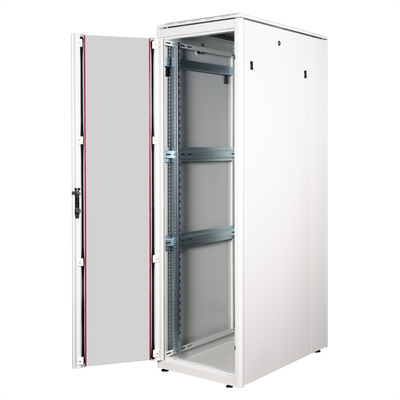 19" Rack na podlahu 42U, 2053x600x1000mm (HxWxD), PRO, sklenené dvere, sivý
