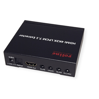 HDMI Audio Extraktor, digital: toslink (S/PDiF), analog: 4x 3.5mm jack, čierny