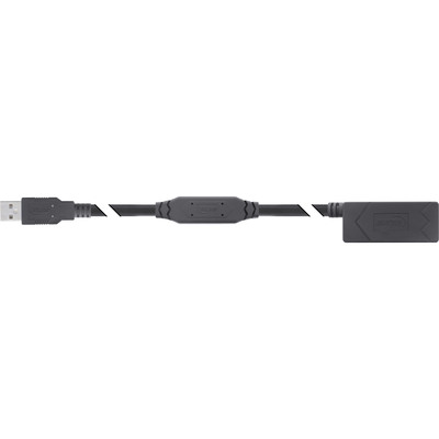 Kábel USB 2.0 A-A M/F 15m, High Speed, predlžovací, čierny, aktívny