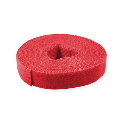 Káblový organizér suchý zips 25m návin, červená farba, šírka 10mm