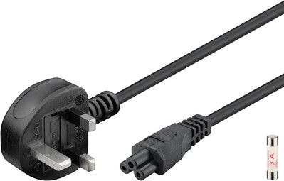 Kábel sieťový 230V pre notebook, vidlica (BS1363A) UK lomená - C5, 1.8m, 0.75mm², 2.5A, čierny