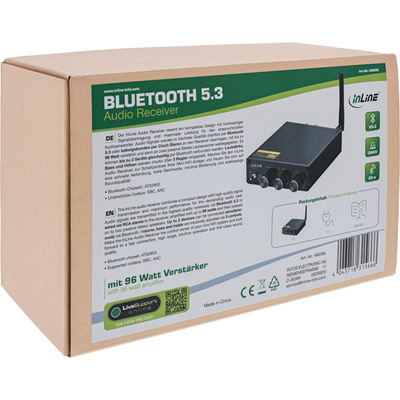 Bluethooth 5.3 Hi-Fi Audio Receiver so zosiľnovačom, DAC, BT 5.3, aptX, equializér, čierny