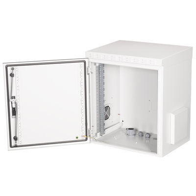 19" Rack na stenu 12U, sivý, 713x600x450mm (HxWxD), RAL7035, IP55, vonkajší, odnímateľné bočnice