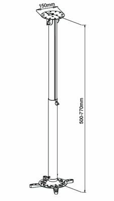 Držiak pre projektor, stropný, max. 15kg, dĺžka 500-770mm, sivý