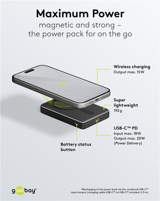 PowerBank 10000 mAh, magnetická bezdrôtová (wireless) 