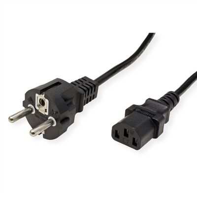 Kábel sieťový 230V, vidlica (CEE7/7) priama - C13, 1.8m, 0.75mm², 10A, čierny