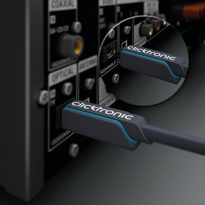 Kábel Toslink audio optický SPDIF prepojovací M/M 0.5m, ø6.0mm, modrý, ClickTronic