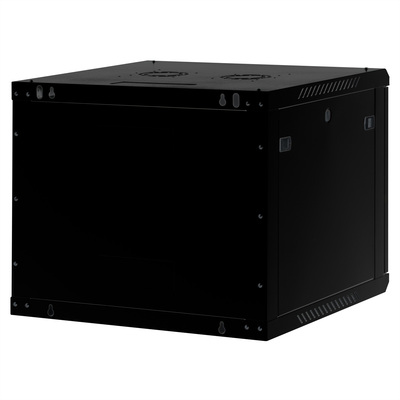 19" Rack na stenu 9U, čierny, 512x600x600mm (HxWxD), odnímateľné bočnice
