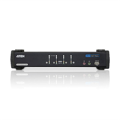 KVM switch/prepínač 4PC, DVI-I Dual Link, USB, USB hub, audio