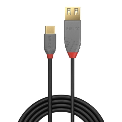 Kábel USB 2.0 Typ C, CM/AF 0.15m, High Speed, OTG, čierny
