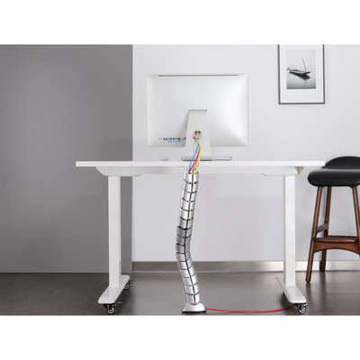 Káblový organizér Flex "chrbtica", 2 komorový, 80cm, montáž k stolu, sivý