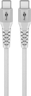 Kábel USB 2.0 Typ C CM/CM 1m, High Speed, Power Delivery 60w 20V3A, textilný oplet, biely