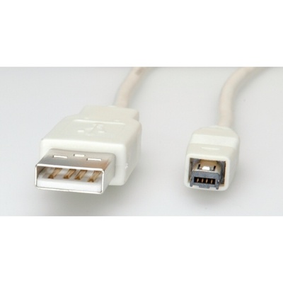 Kábel USB 2.0 A/MINI typ 1. 4pin M/M 1.8m prepojovací, High Speed, biely