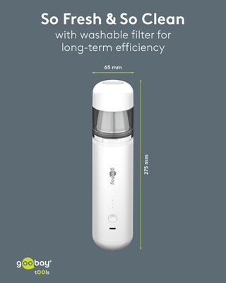 Bezdrôtový mini vysávač, 80W, 7 trysiek a 3 kefky na čistenie kancelárskych potrieb a auta, biely