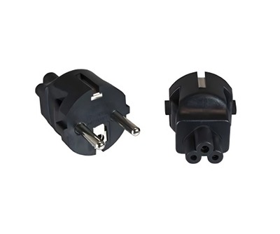 Adaptér vidlica IEC320(CEE7/7)/C5, priamy, čierny