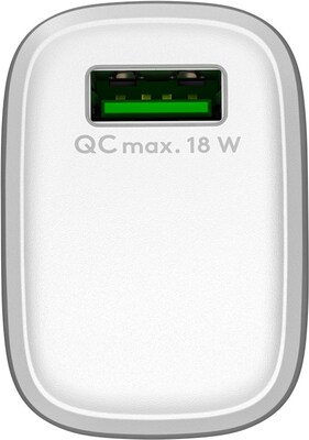 Nabíjačka USB 230V 1 port, 1xUSB A QC 3.0, 18W, biela