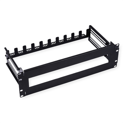 19" lišta pre DIN moduly, DIN lišta, 3U, 22 Modulov, čierna, RAL9005