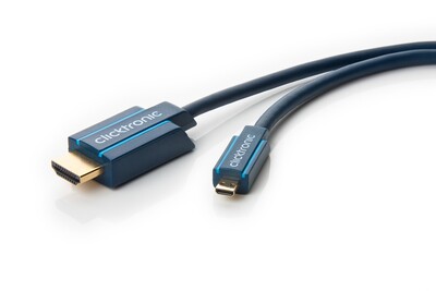 Kábel HDMI/HDMI micro M/M 2m, High Speed+Eth, 4K@60Hz, HDMI 2.0, 10.2G, G pozl. kon., modrý, C