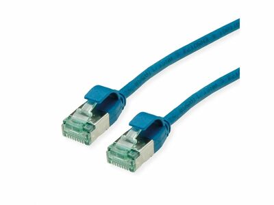 U/FTP Patchkábel LSOH TPE 0.15m cat.6a, modrý, slim, Cu, Flex Cable, Roline Recycled Material