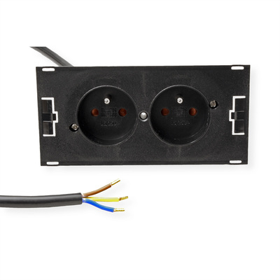 DUE 2xUTE 230V, 2m kábel 1.5mm², vidlica CEE7/7, čierna