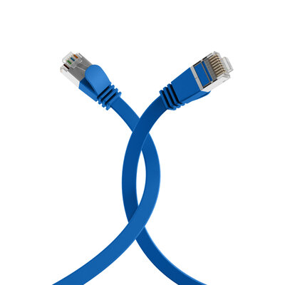 U/FTP (PiMF) Patchkábel 0.5m cat.6a, modrý, plochý, Cu