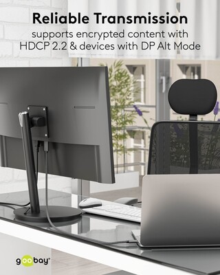 Kábel USB 3.1 Typ C na DisplayPort M/M 1m, gen.2, 4K@60Hz, čierny/sivý, oplet, pozl. konektor