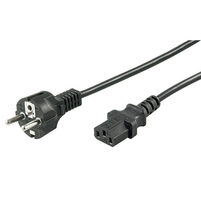 Kábel sieťový 230V, vidlica (CEE7/7) priama - C13, 5m, 1.00mm², 10A, čierny