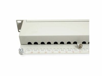 19" Patch panel 24port cat.6, tienený s uzemnením, celokovový, 1U, sivý