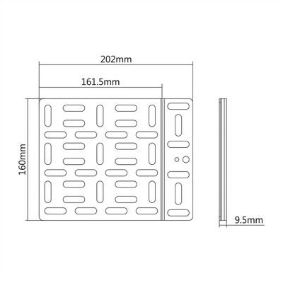 Držiak univerzálny pre média boxy (setobox, distribútor, switch), malý (202x160mm), kovový, čierny