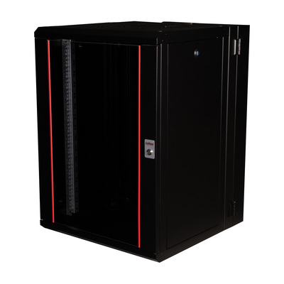 19" Rack na stenu 16U, čierny, 818x600x600mm (HxWxD), RAL9005, PRO, otočný (2-dielny)