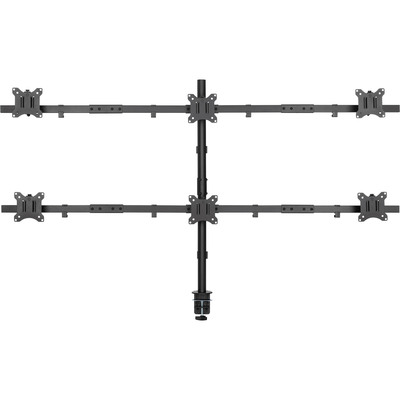 Držiak pre 6x monitor na stôl, úchyt o dosku, max 7kg, výška 860mm, VESA 75/100, čierny