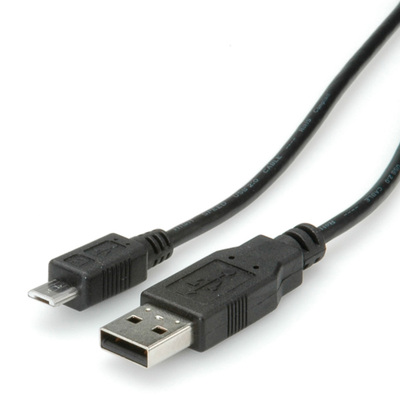 Kábel USB 2.0 A-MICRO-B M/M 3m, High Speed, čierny
