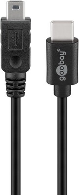 Kábel USB 3.2 Gen 1, Typ C CM/MINI-B(2.0) 0.5m, High Speed, čierny