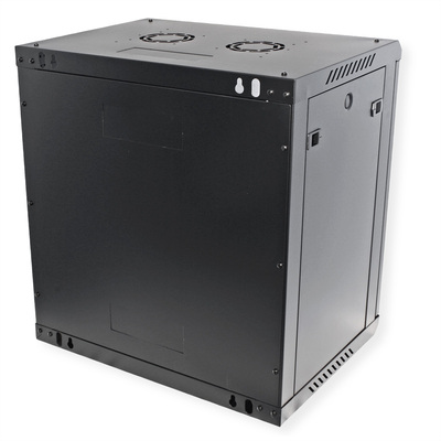 19" Rack na stenu 12U, čierny, 645x600x450mm (HxWxD), odnímateľné bočnice