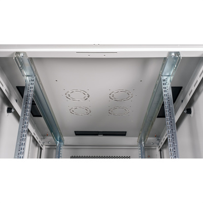 19" Rack na podlahu 42U, 2010x800x1000mm (HxWxD), BASIC, perforované dvere, sivý