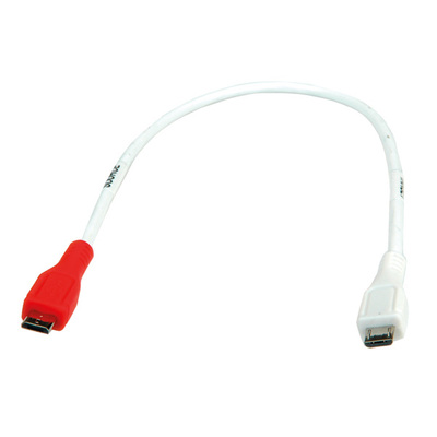 Kábel USB 2.0 MICRO-B M/M 0.3m, High Speed, biely, napájací