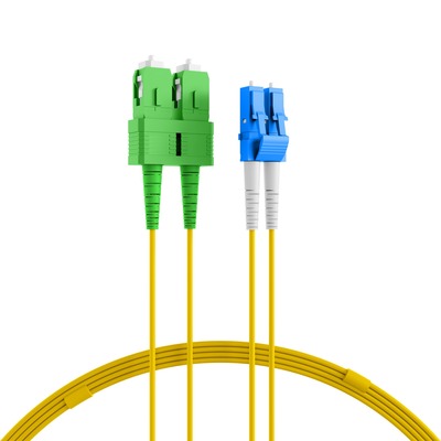 Fiber kábel LC-SC/APC, 10m Duplex OS2(9/125µm), LSOH, 2mm, žltý