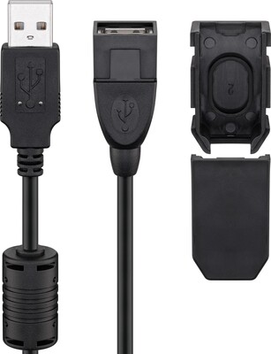 Kábel USB 2.0 A-A M/F 2m, High Speed, predlžovací, čierny, "krytka"