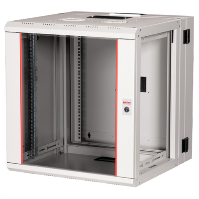 19" Rack na stenu 12U, sivý, 640x600x600mm (HxWxD), RAL7035, PRO, otočný (2-dielny)