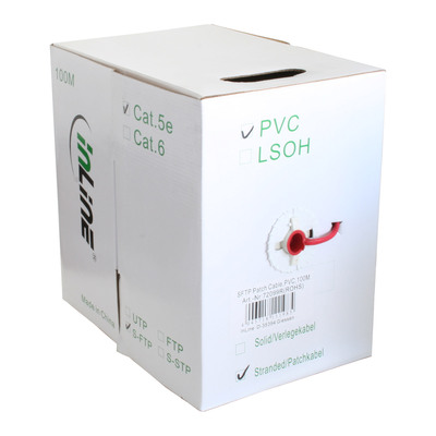S/FTP lanko PVC 100m cat.5e, AWG26, 100Mhz, 1000Base-T, červený, pomedený