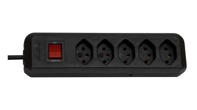 Predlžovačka CH čierna 1,5m a 5 zás.T12 + vypínač, J (T13)