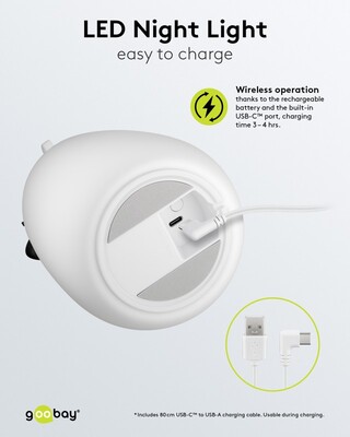 Nočná LED lampa "Ľadový medveď", rôzne režimy svietenia, RGB farby, nabíjacia (USB C)