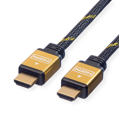 Kábel HDMI M/M 2m, High Speed+Eth, 4K@30Hz, HDMI 1.4, pozl. konektor, čierny/zlatý, Gold