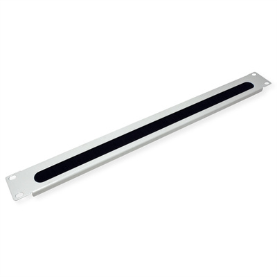 19" Panelová záslepka, prechodka s kefkami, 1U, sivá