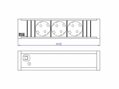 CONI 3xSCHUKO zásuvka 230V, 0.2m kábel 1.5 mm², GST18, hliník/čierny