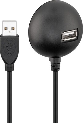 Kábel USB 2.0 A-A M/F 1.5m, High Speed, predlžovací, čierny, ťažítko
