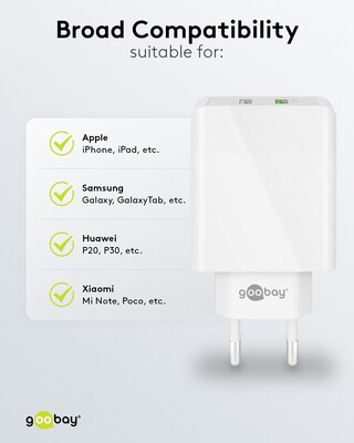 Nabíjačka USB 230V 2port, 2xUSB A, 28W, Quick Charge 3.0, biela